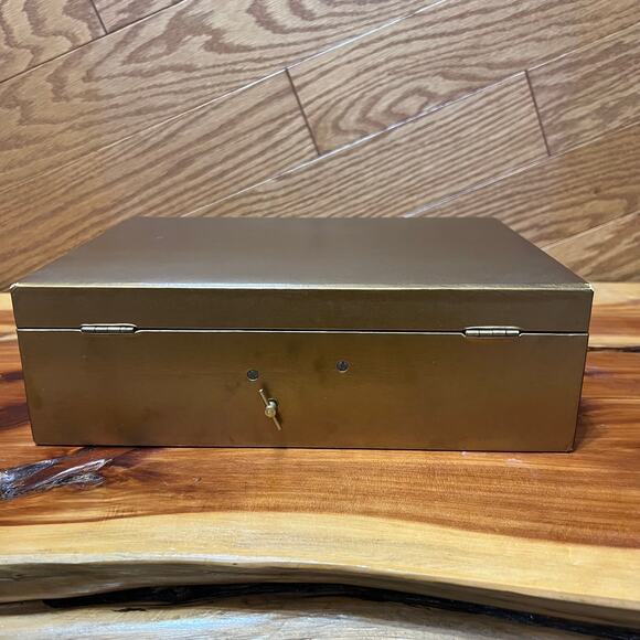 Vintage Gold Tone MCM MidCentury Musical Jewelry Box Lined Mirror Compartments - Picture 9 of 12